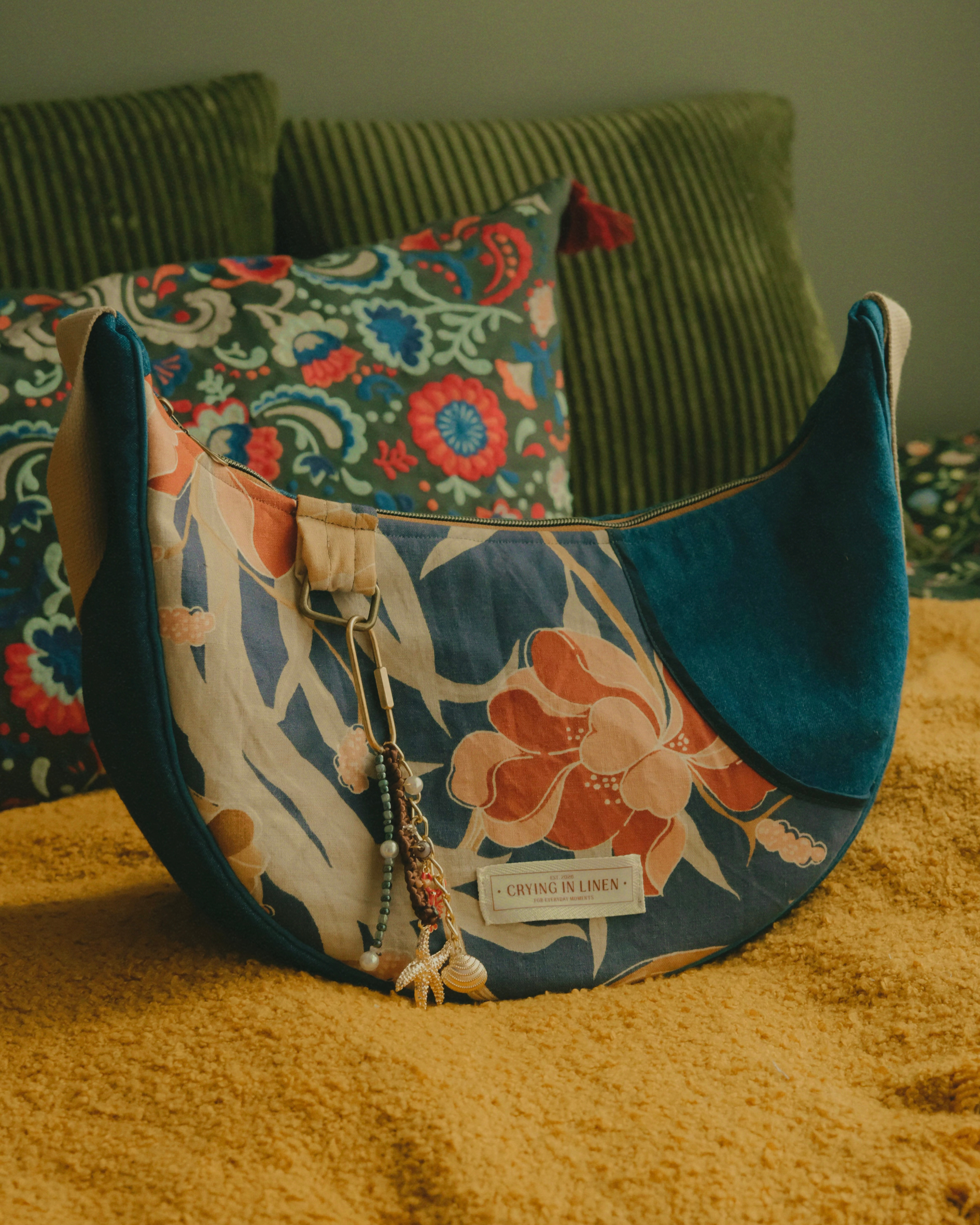 Indigo Denim Crescent | Crossbody Bag