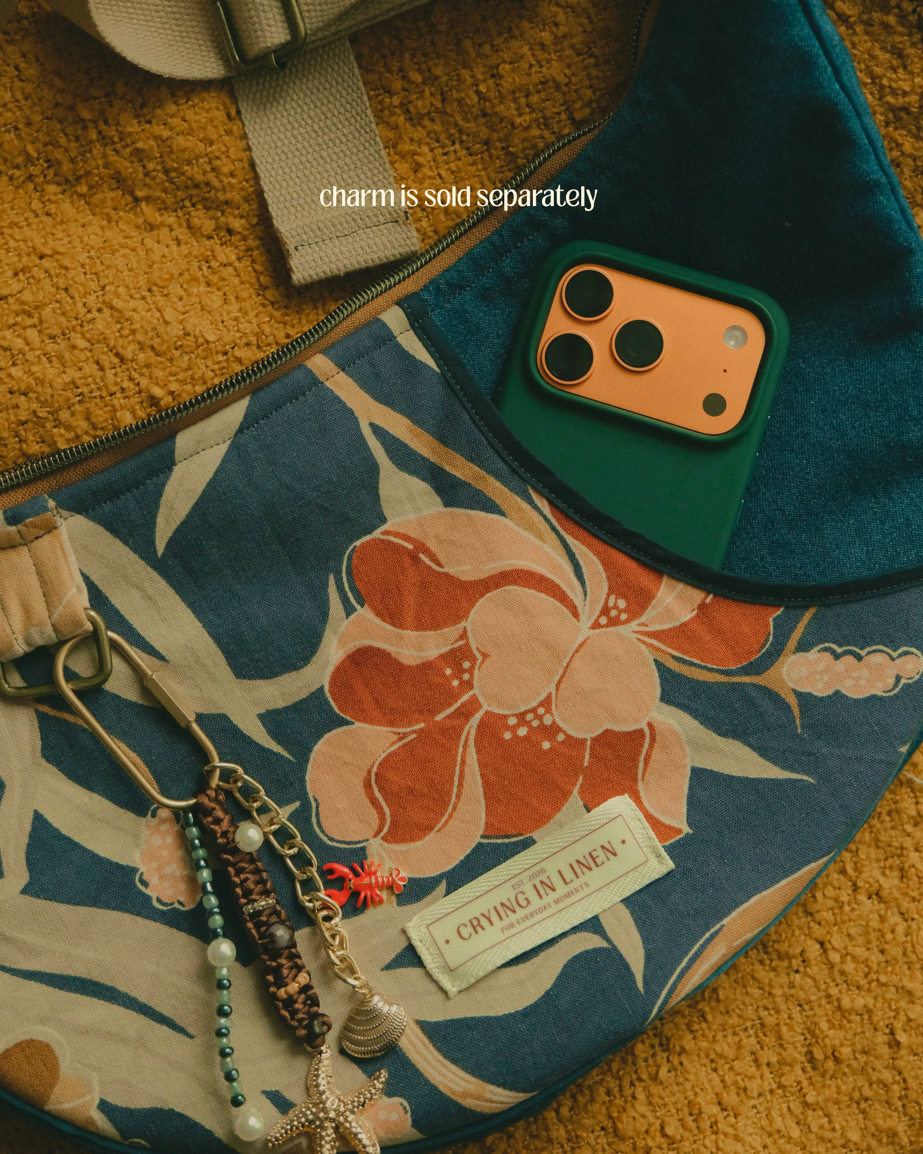 Indigo Denim Crescent | Crossbody Bag