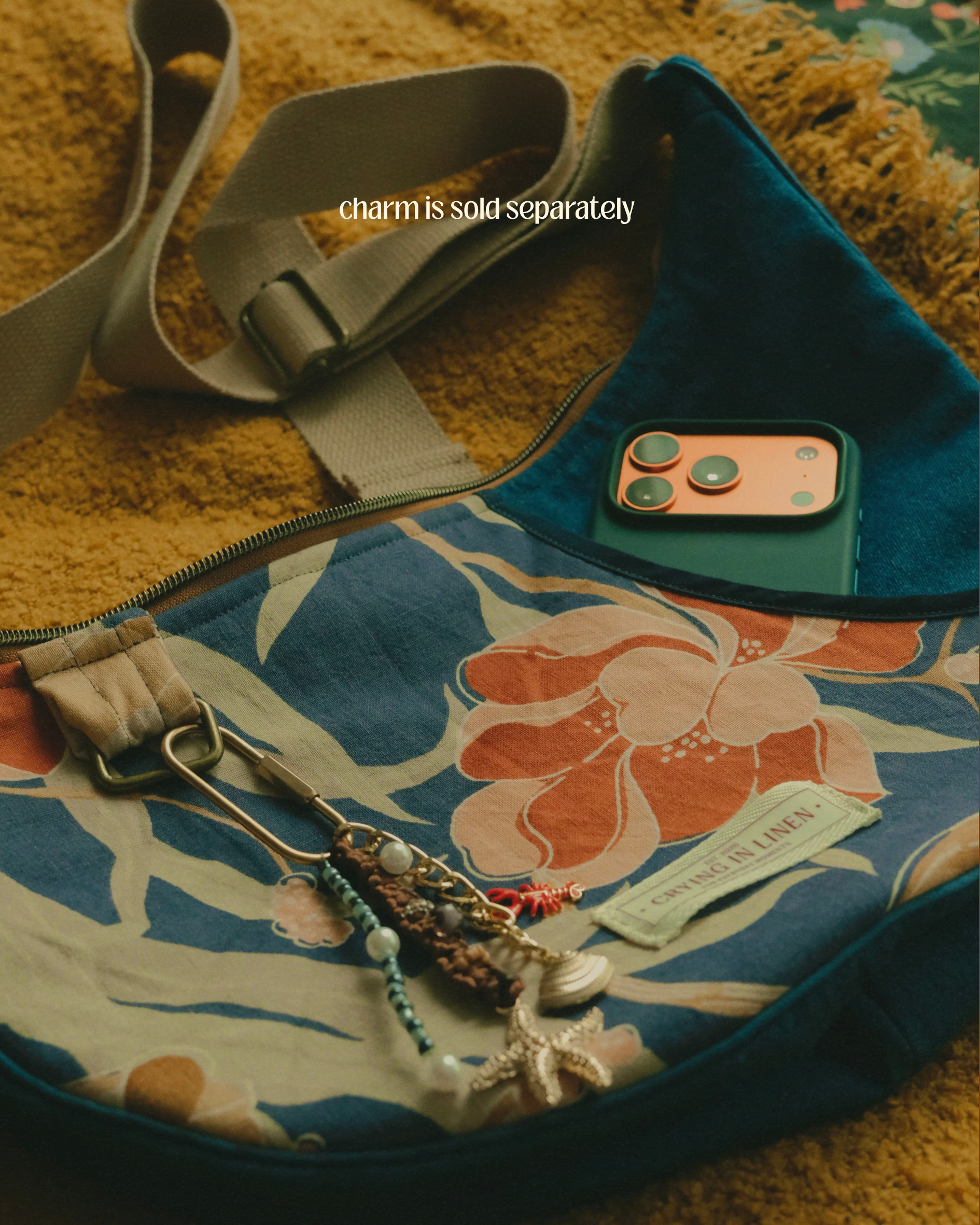 Indigo Denim Crescent | Crossbody Bag