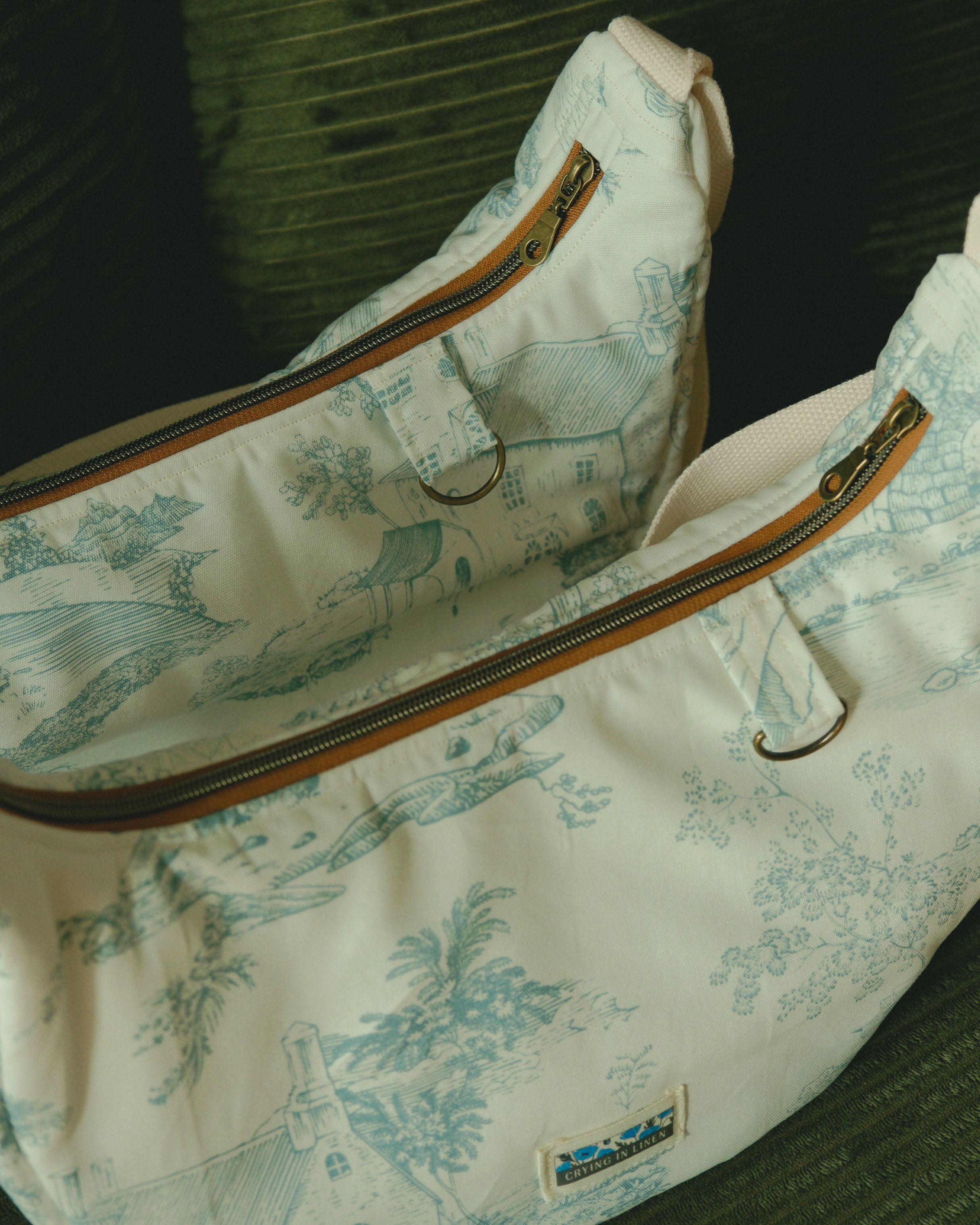Toile de Jouy Crescent | Crossbody Bag