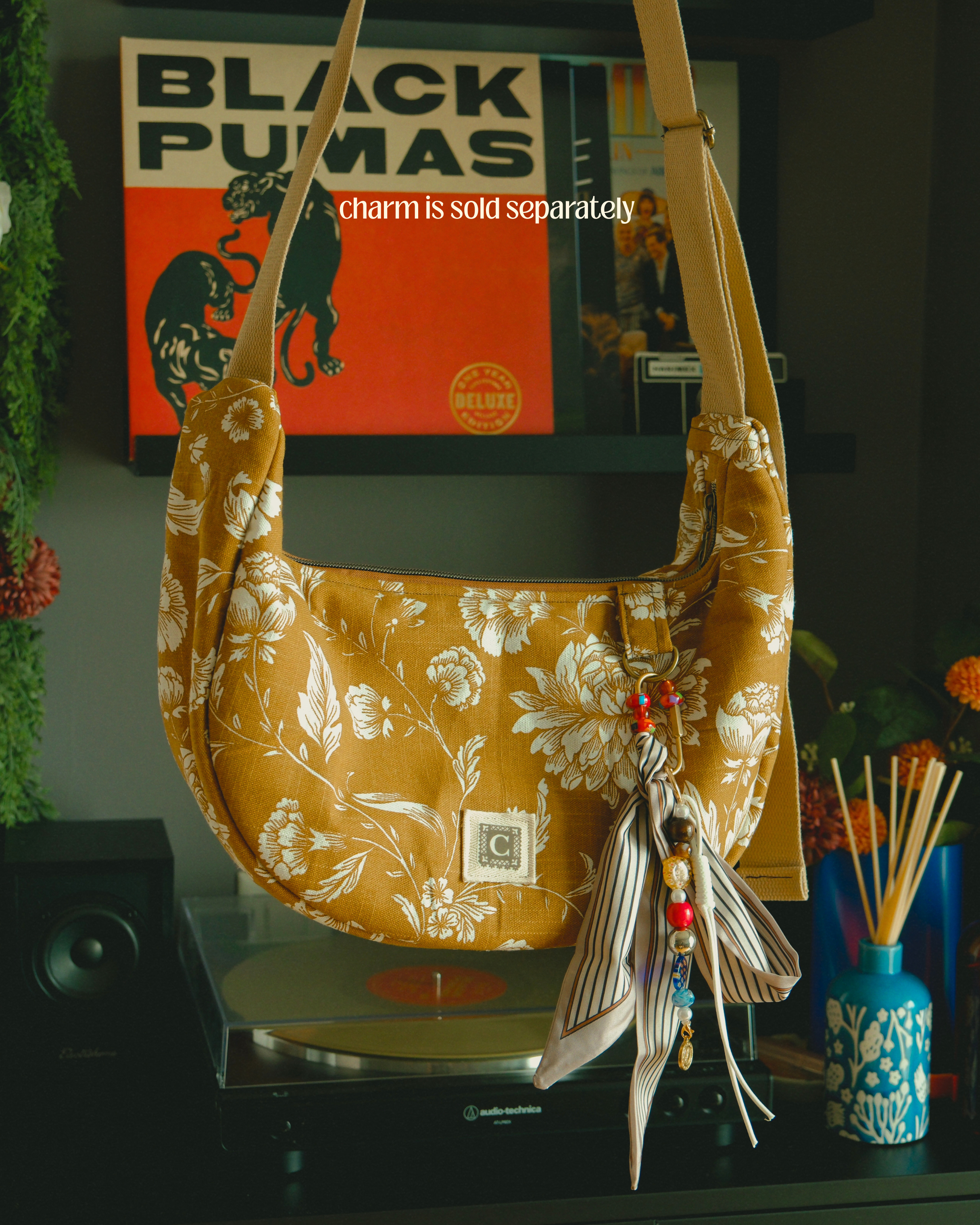 Mustard Dahlia Crescent | Crossbody Bag
