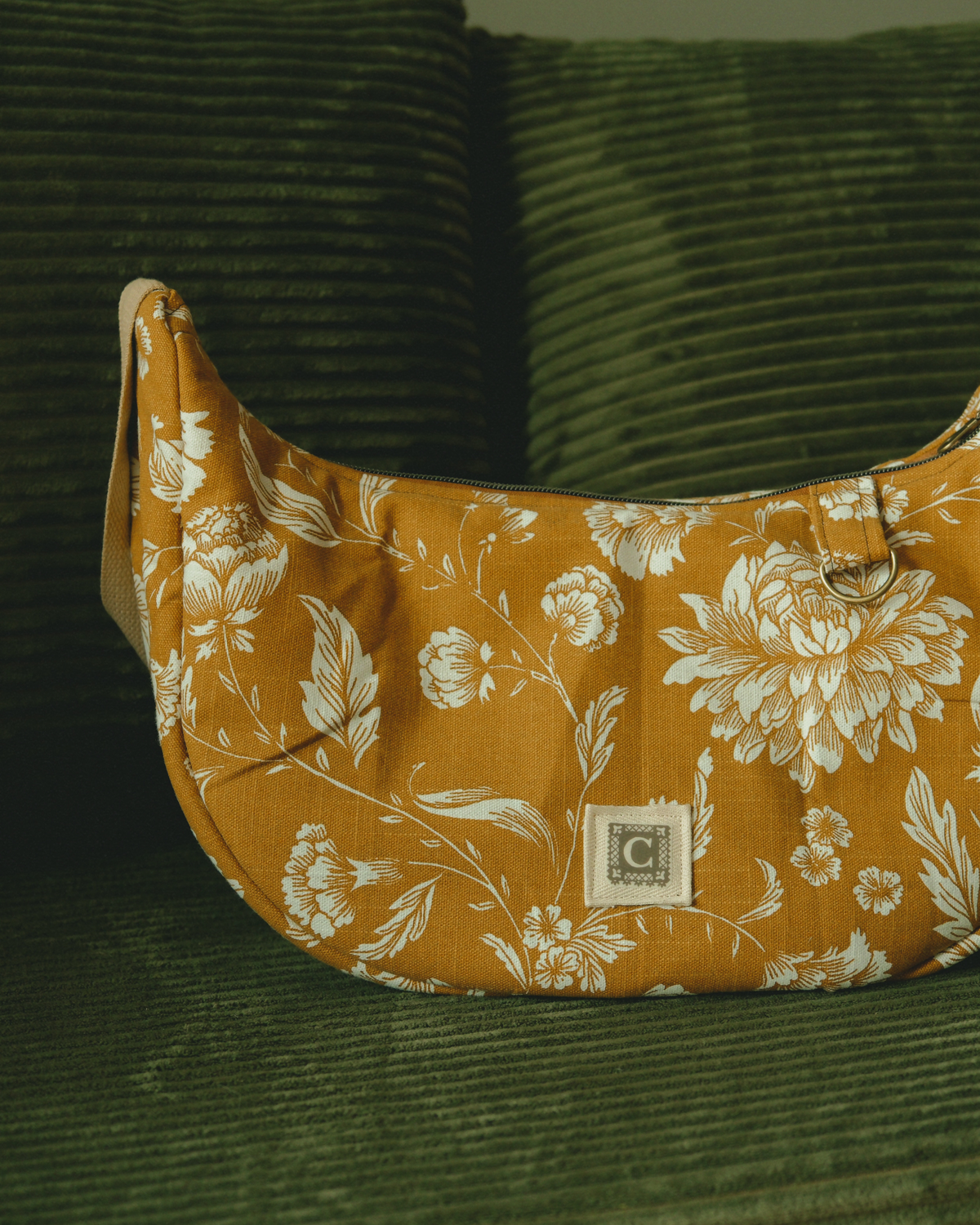 Mustard Dahlia Crescent | Crossbody Bag