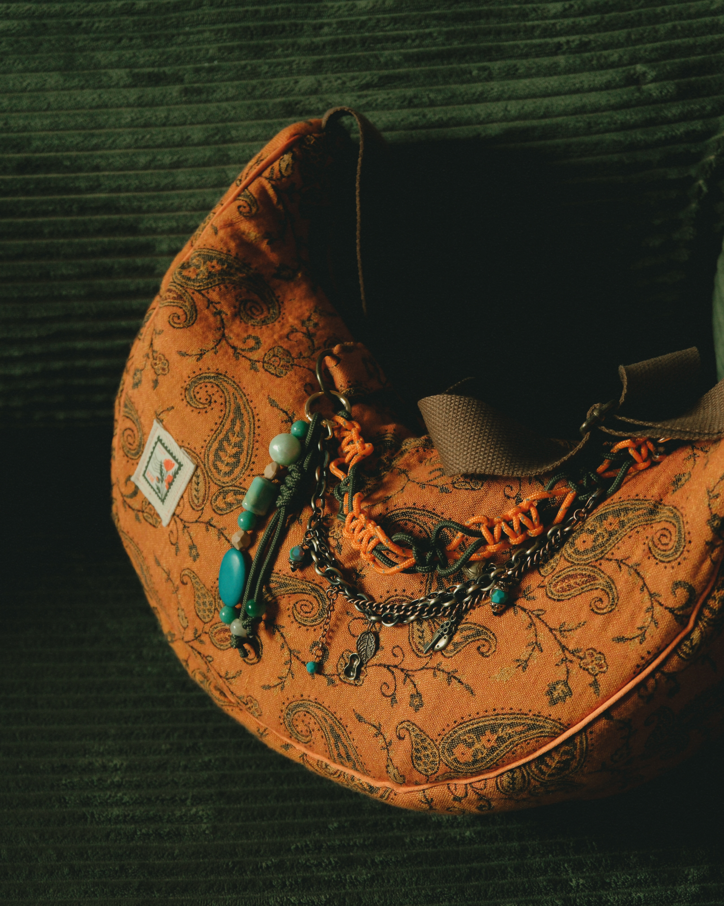 Terracotta Paisley Crescent | Crossbody Bag