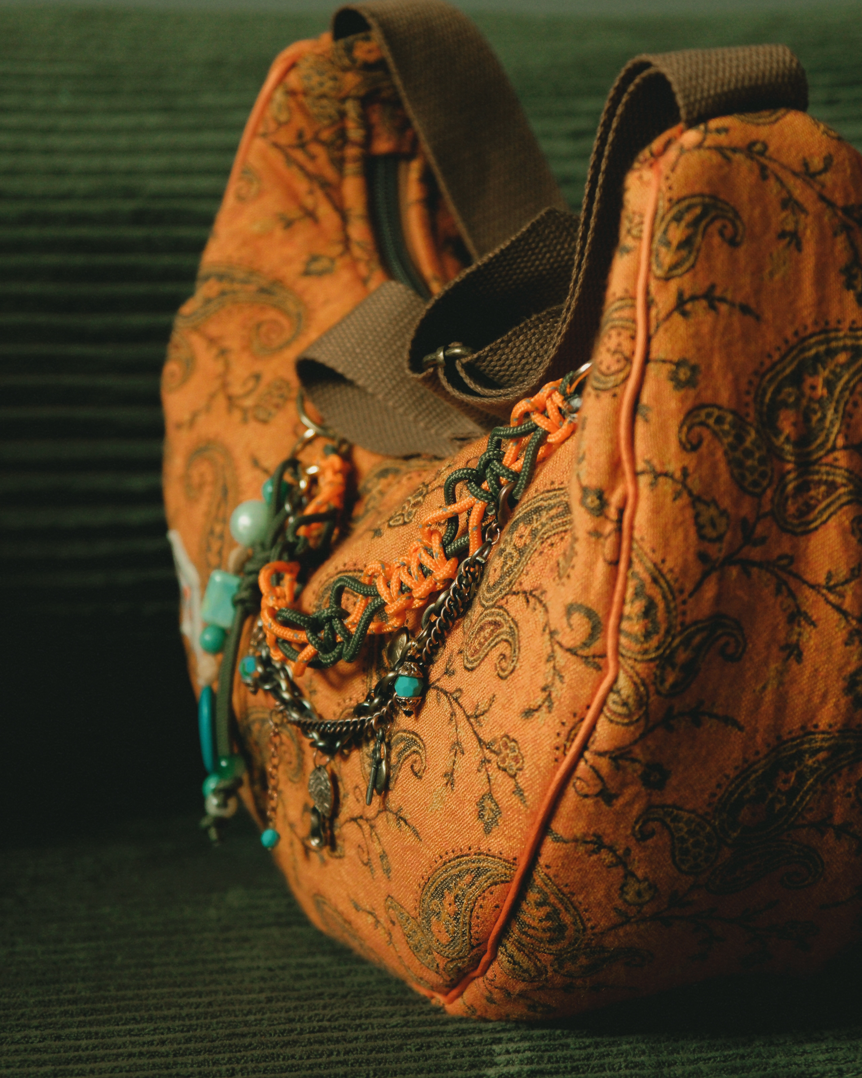 Terracotta Paisley Crescent | Crossbody Bag