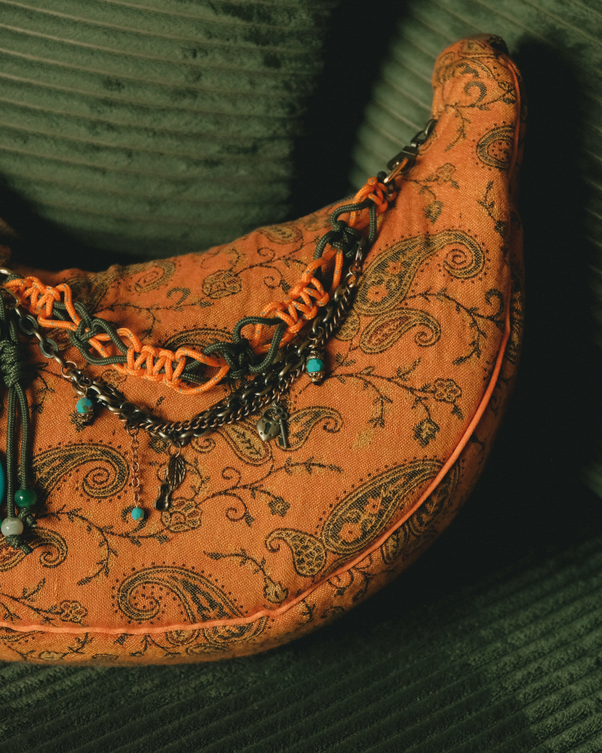 Terracotta Paisley Crescent | Crossbody Bag