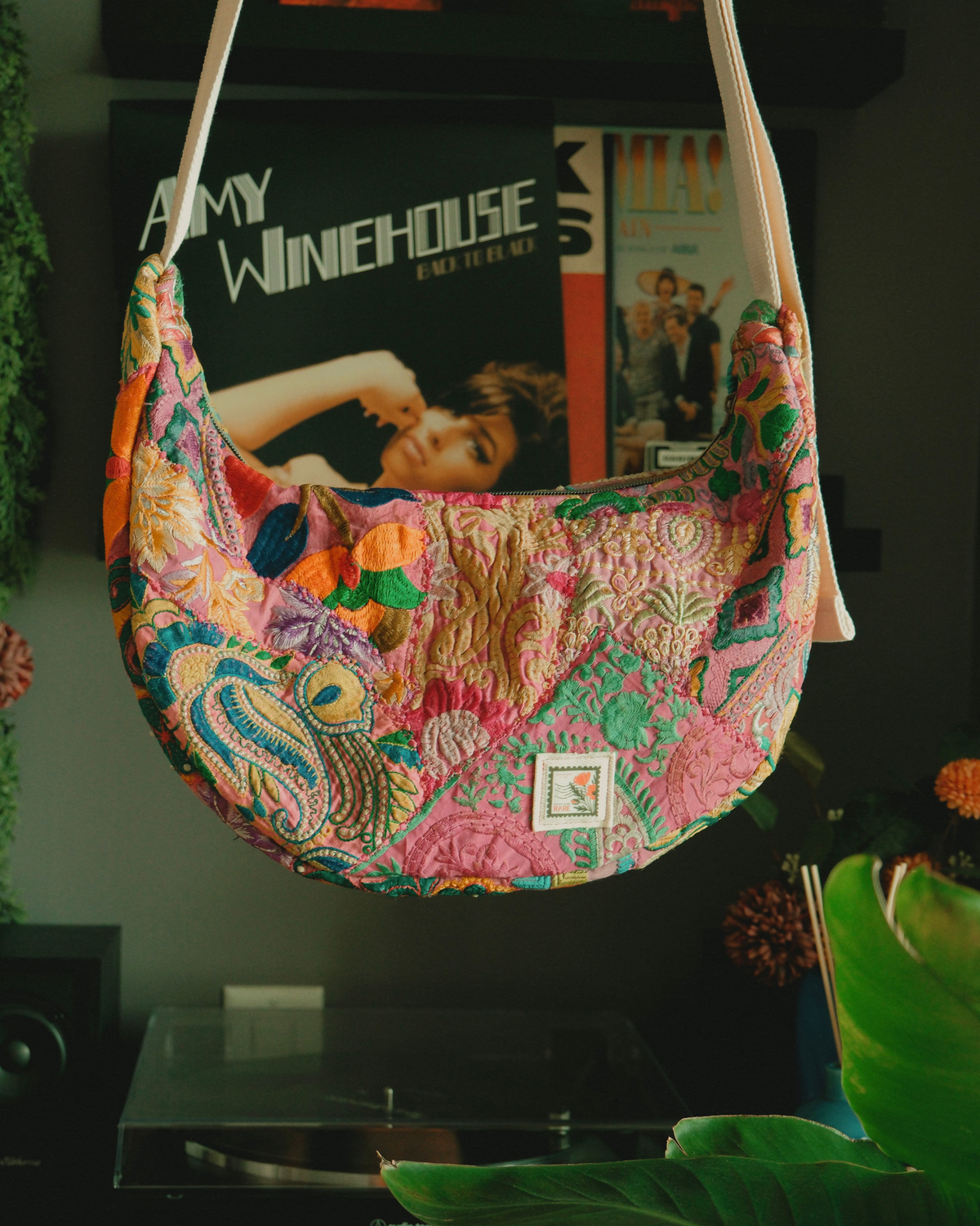 Artisanal Heirloom Patchwork Crescent | Crossbody Bag