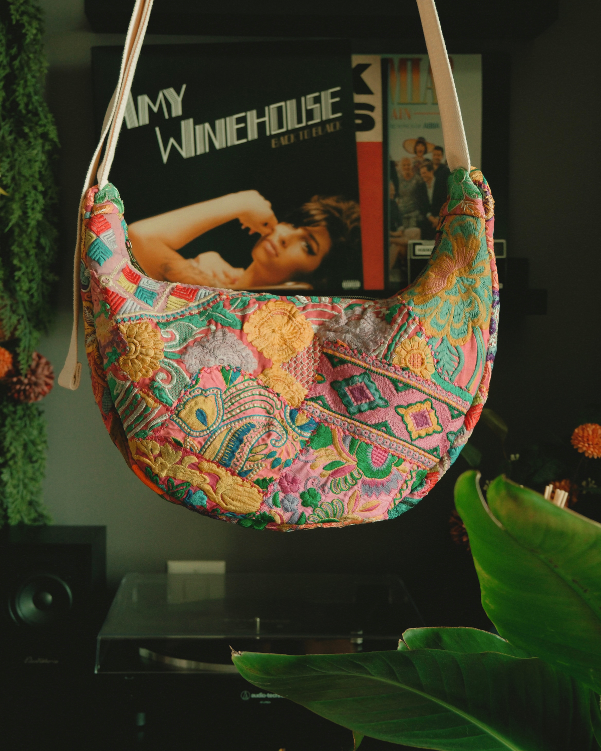 Artisanal Heirloom Patchwork Crescent | Crossbody Bag