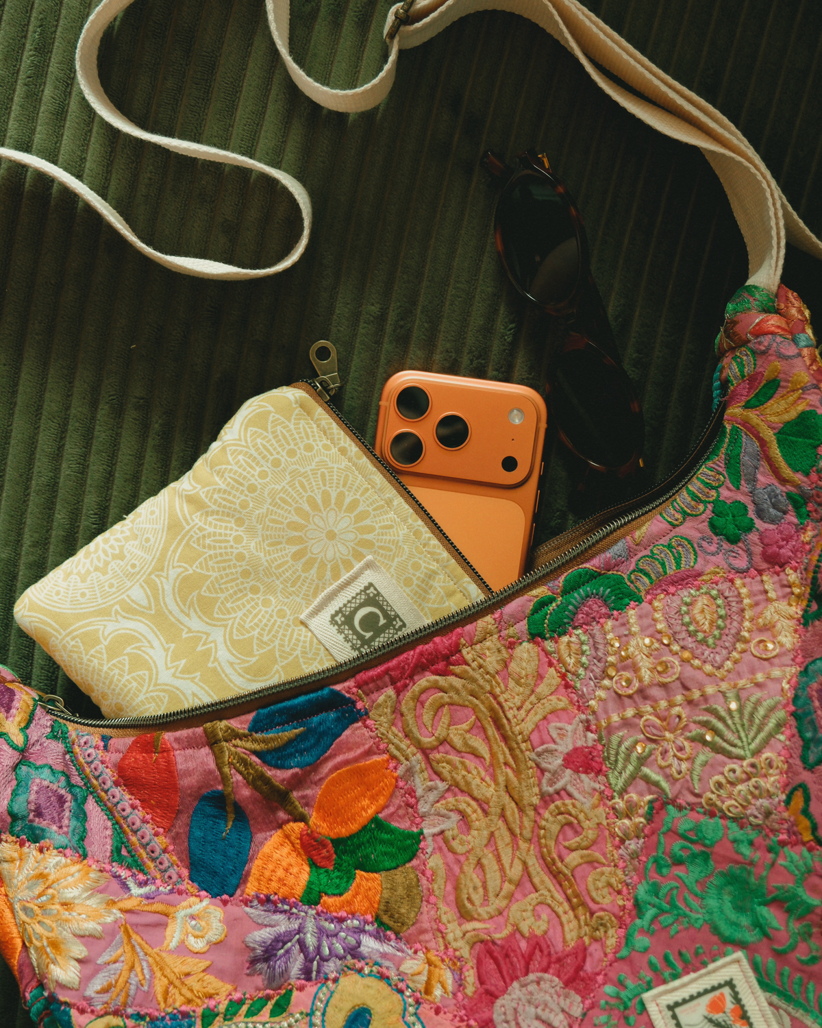 Artisanal Heirloom Patchwork Crescent | Crossbody Bag